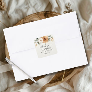 Elegante Koper & Aardse Beige Bruiloft Vierkante Sticker