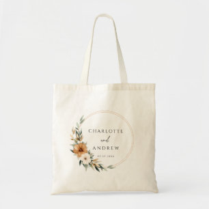 Elegante koper & aardse botanische trouw tote bag