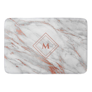 Elegante koperen roze goud & witte marmer  Monogra Badmat