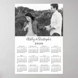 Elegante koppel foto en namen 2020 kalender poster