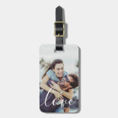 Elegante koppel foto liefde script bagagelabel (Voorkant verticaal)