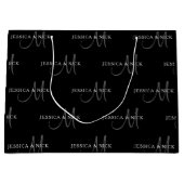 Elegante koppel namen & monogram groot cadeauzakje (Voorkant)