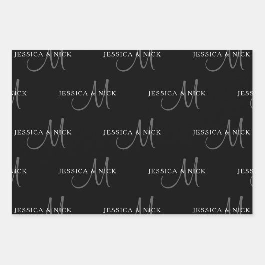 Elegante koppel namen & monogram inpakpapier vel (Voorkant 2)