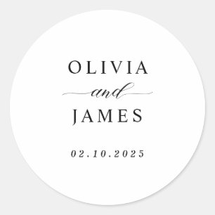 Elegante Koppel Namen Typografie Script Bruiloft Ronde Sticker