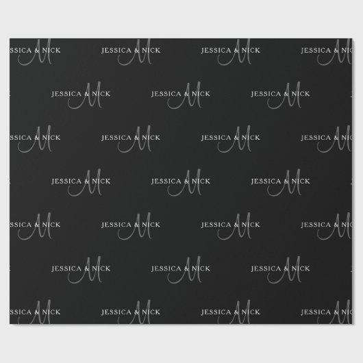 Elegante Koppelnamen & Monogram Cadeaupapier (Vlak)