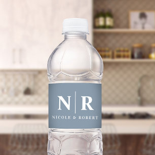 Elegante Koppels Bruiloft Monogram Gepersonaliseer Waterfles Etiket
