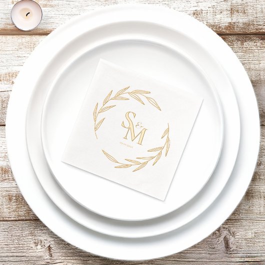 Elegante koppels Monogram Initialen Datum Goud Folie Servetten