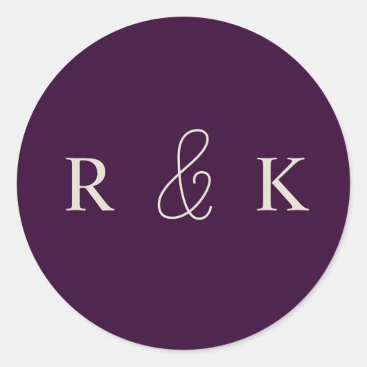 Elegante koppels monogrammed ronde sticker (Voorkant)