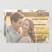 Elegante koppels portret rustieke 4 foto bruiloft kaart (Voorkant / Achterkant)