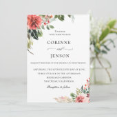 Elegante koraal botanische bruiloft kaart (Staand voorkant)