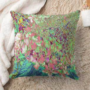 Elegante Koraal en Chartreuse Limelight Hydrangea Kussen