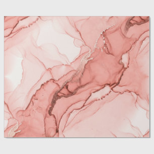 Elegante Koraal Roze Roze Goud Marmer Cadeaupapier