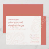 Elegante Koraal Uitnodigen, Caroline Wedding Kaart (Voorkant / Achterkant)