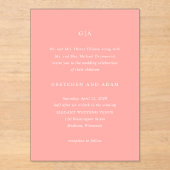 Elegante koraalroze moderne bruiloft acryl uitnodigingen (Voorkant)