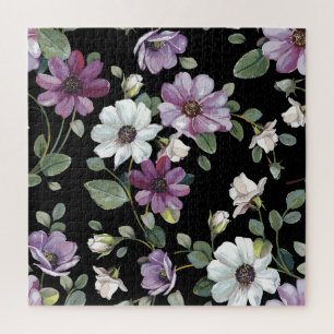 Elegante kosmos bloemen: Waterverf naadloos. Legpuzzel