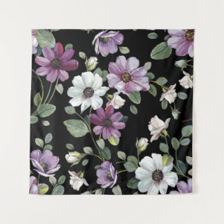 Elegante kosmos bloemen: Waterverf naadloos. Wandkleed