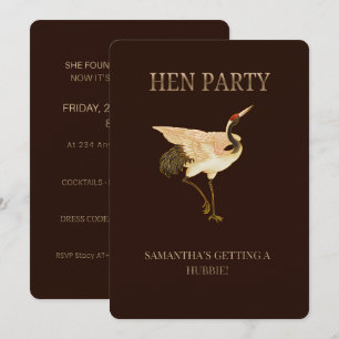 Elegante Kraan Hen Party Uitnodiging, Aangepaste B Kaart
