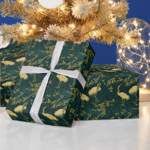 Elegante Kraanvogels Kunstpatroon   Kleurrijke Kra Cadeaupapier