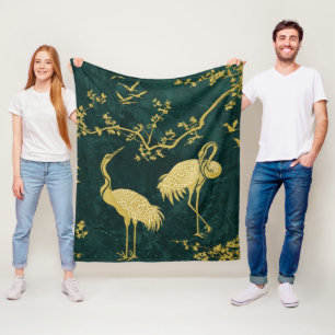 Elegante Kraanvogels Kunstpatroon   Kleurrijke Kra Fleece Deken