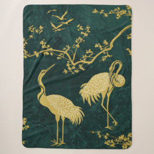 Elegante Kraanvogels Kunstpatroon   Kleurrijke Kra Sherpa Deken