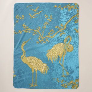 Elegante Kraanvogels Kunstpatroon Kleurrijke Kra Sherpa Deken