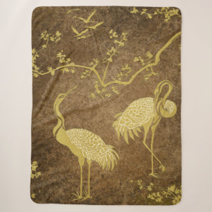 Elegante Kraanvogels Kunstpatroon Kleurrijke Kra Sherpa Deken