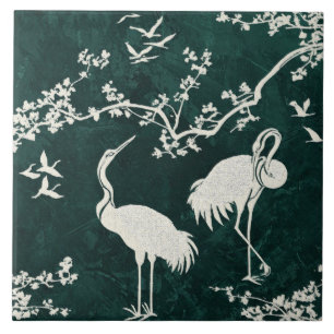 Elegante Kraanvogels Kunstpatroon Kleurrijke Kra Tegeltje