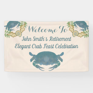 Elegante Krab Feest-Waterverf Blauwe Pensioen Spandoek