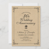 Elegante kraft 30e huwelijksjubileum uitnodiging (Voorkant)