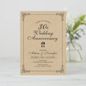 Elegante kraft 30e huwelijksjubileum uitnodiging (Staand voorkant)