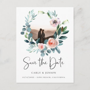 Elegante krans foto save the date aankondigingskaart