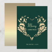 Elegante Krans Groen Vrolijk Kerstfeest Feestdagenkaart (Voorkant / Achterkant)