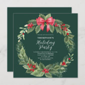 Elegante krans Kerstfeest uitnodiging (Voorkant / Achterkant)