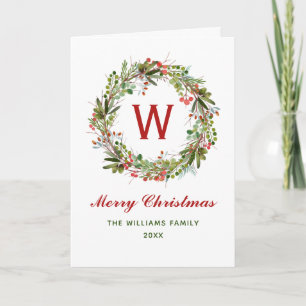 Elegante krans Kerstmis familie Kaart