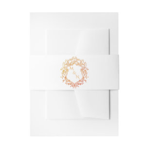 Elegante krans monogram bruiloft uitnodigingen wikkel
