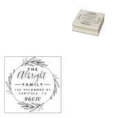 Elegante krans & Script Familienaam Retouradres Rubberstempel (Gestempeld)