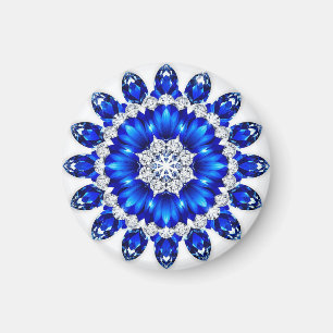 Elegante krans versierd met blauwe bloemen magneet