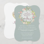 Elegante krans zilvergrijze salie boho bloem bruil kaart (Voorkant / Achterkant)