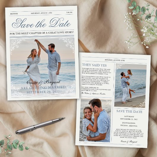 Elegante  krant bruiloft Save the Date