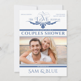 Elegante krant Dusty Blue bruids koppels douche Kaart