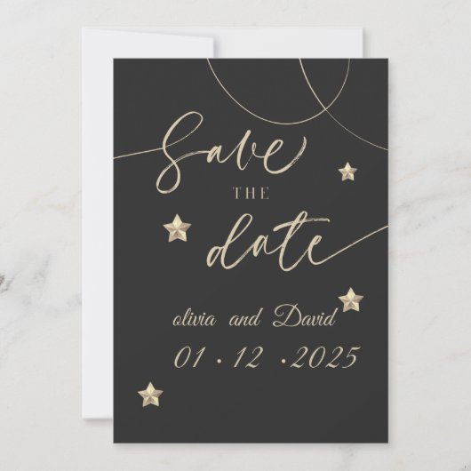 Elegante krijtbord stijl Save the Date kaart | Mod (Voorkant)