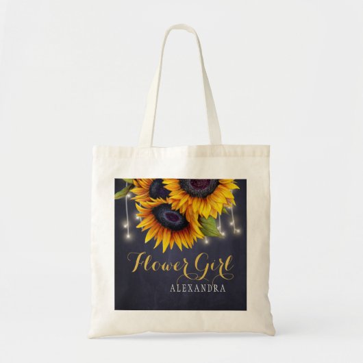 Elegante krijtbord zonnebloemen bruiloft bloem mei tote bag (Voorkant)