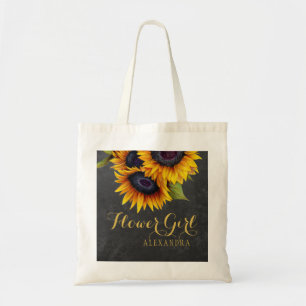 Elegante krijtbord zonnebloemen bruiloft bruidsmei tote bag