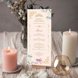 Elegante Kroon Roze Strik Quinceanera Aangepaste M Kaart