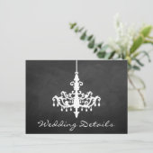 Elegante Kroonluchter Krijtbord Huwelijkscollectie Informatiekaartje (Staand voorkant)
