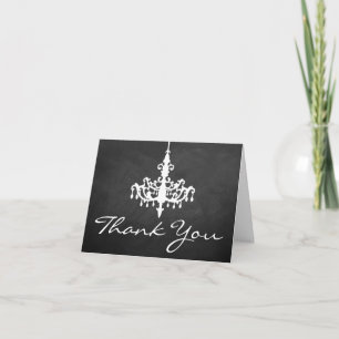 Elegante Kroonluchter Krijtbord Trouwcollectie Bedankkaart