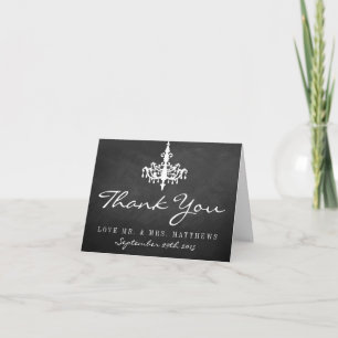 Elegante Kroonluchter Krijtbord Trouwcollectie Bedankkaart