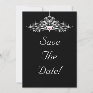 Elegante Kroonluchter Save The Date Huwelijk Kaart