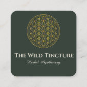 Elegante Kruidenbloem van het Leven Lineart Donker Vierkante Visitekaartje (Voorkant)