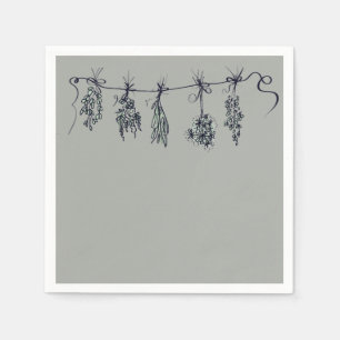 Elegante kruidentuin lijn tekening servet